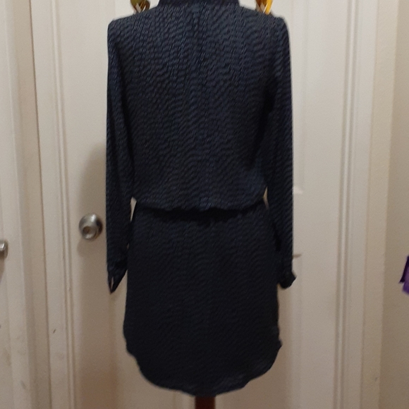 Navy Blue w/Light Blue Pattern-Light & Flowy Dress - Picture 3 of 5